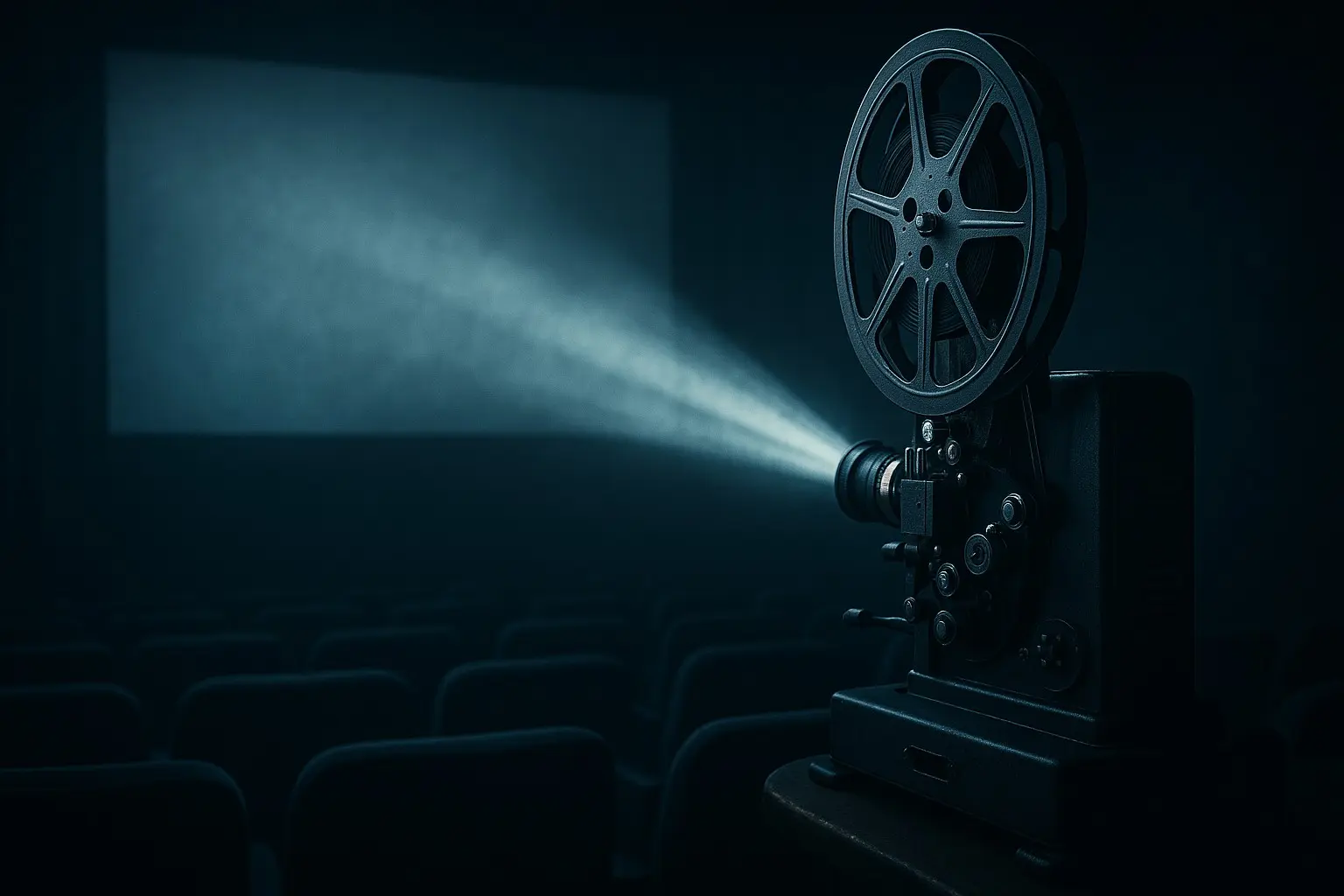 Magazine cinéma – projecteur de cinéma dans une salle sombre